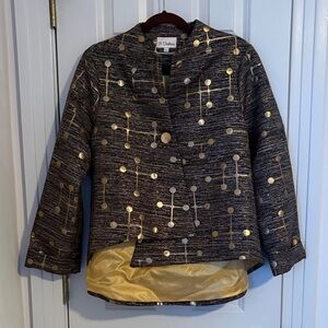 3 Sisters Black Jacket with Gold Metallic Dot Pattern